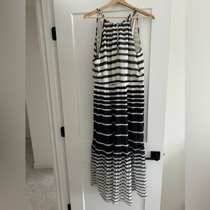 Maison Jules XL navy/cream striped midi